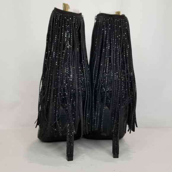International Concepts Rhinestone Fringed Heeled Booties Size 6.5  Black NWT - Picture 5 of 7